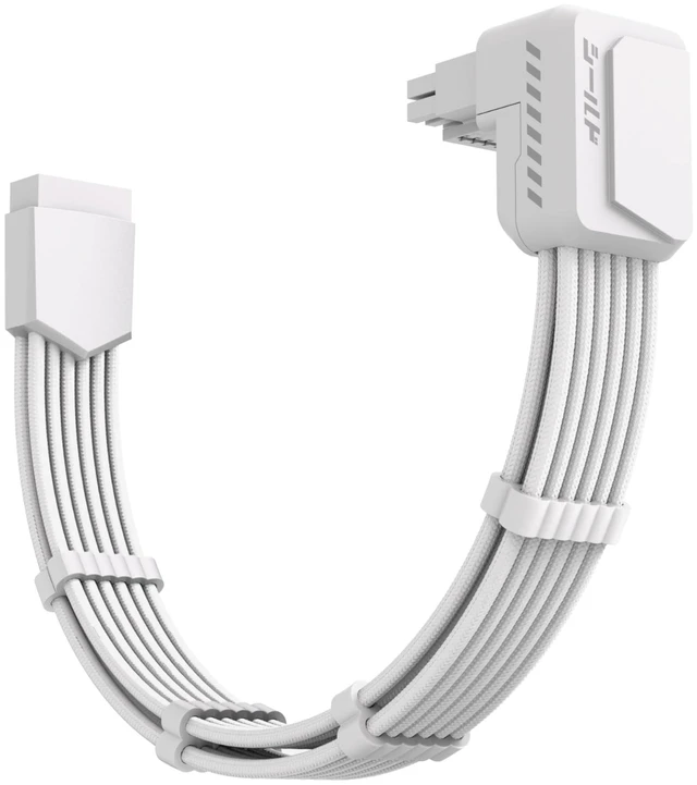 Main image of PCIe 5.1 GPU Extension Cable 90 Degree 12V-2x6 Angle Adapter 16pin 12+4 12VHPWR PSU Cable 16AWG ATX3.1 Power Extension for RTX 40/50 Series ITX ATX Builds with Combs Standard Type White