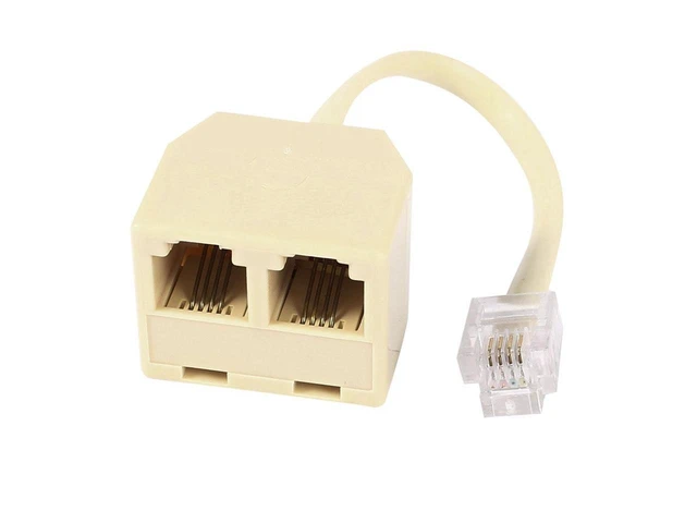 Alt view image 2 of 3 - RJ11 6P4C Male to 2x Female Telephone Adapter Cable Dual 6P4C Phone Line Converter RJ11 Connector Splitter for Telephone Connections Beige 2.2 x 2.7 x 2.1cm 13cm 5-inch