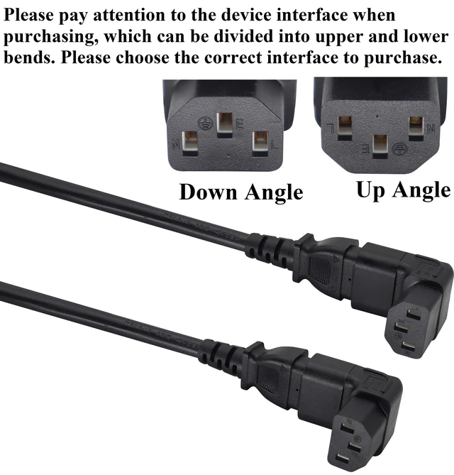 Alt view image 7 of 7 - 90 Degree C13 to C14 AC Power Adapter IEC C13 Female to IEC C14 Male PDU 3 Pin Power Socket Extension Converter Up Angled for Computer LED HDTV Monitor Etc. 2 Pack