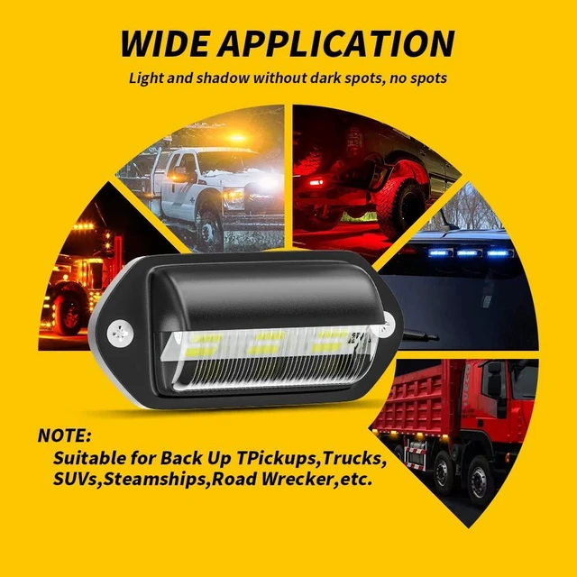 Alt view image 2 of 6 - 6 LED Tail Lamp Side Marker Lights PZD-6LED for Pickups Trucks SUVs Steamships Road Wrecker License Plate Taillights Edge Lights 12-2V 1.8W IP65 6500K Silver Shell 2pcs/pack