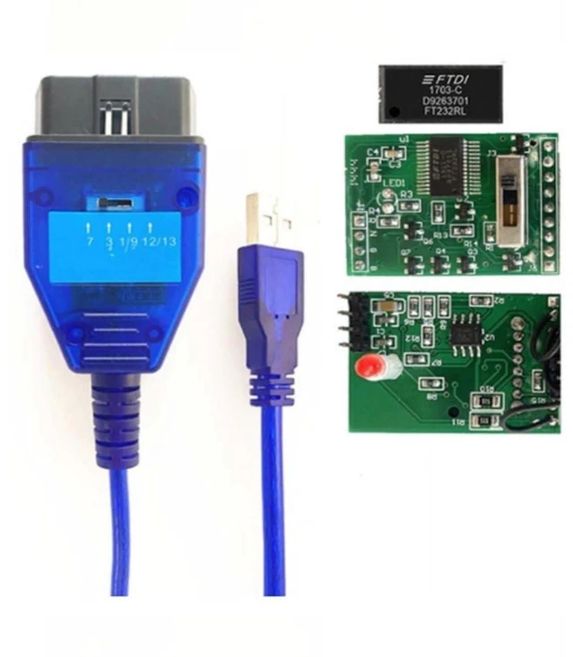 Alt view image 4 of 5 - OBD2 KKL 409.1 Diagnostic Cable USB ECU Interface FT232RL Chip 4-Way Switch Vehicle Fault Code Reader Engine Airbag ABS ESP Windows XP 98 ME 2000 Vista + Windows 7 Software CD Blue 1 Cable + 1 CD