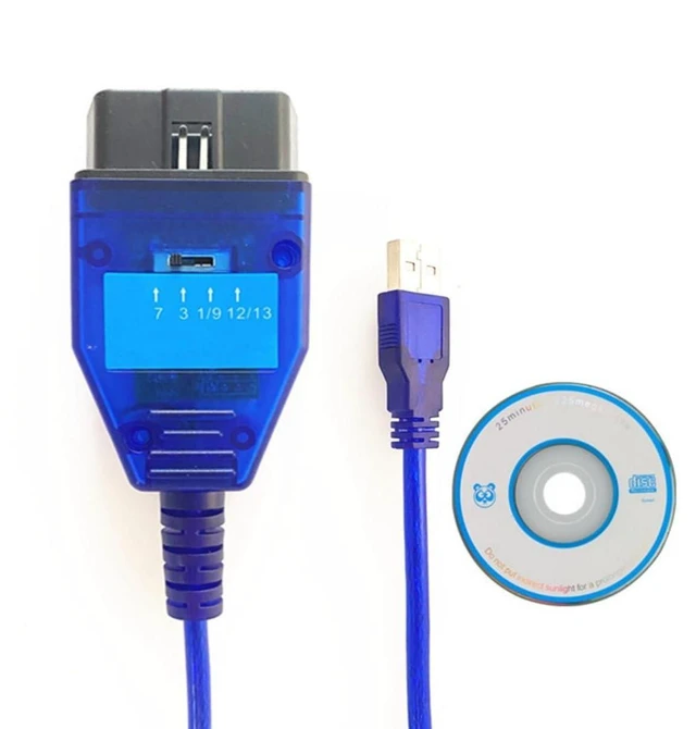 Main image of OBD2 KKL 409.1 Diagnostic Cable USB ECU Interface FT232RL Chip 4-Way Switch Vehicle Fault Code Reader Engine Airbag ABS ESP Windows XP 98 ME 2000 Vista + Windows 7 Software CD Blue 1 Cable + 1 CD