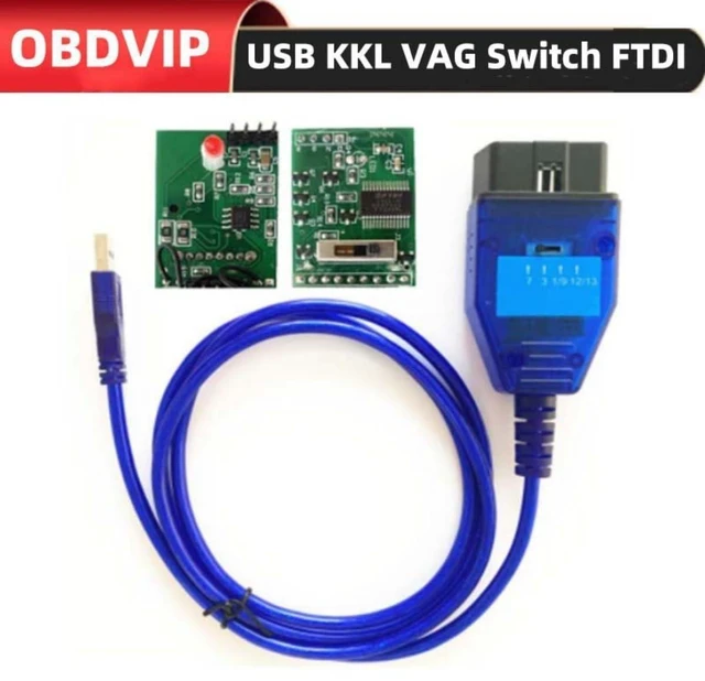 Alt view image 3 of 5 - OBD2 KKL 409.1 Diagnostic Cable USB ECU Interface FT232RL Chip 4-Way Switch Vehicle Fault Code Reader Engine Airbag ABS ESP Windows XP 98 ME 2000 Vista + Windows 7 Software CD Blue 1 Cable + 1 CD