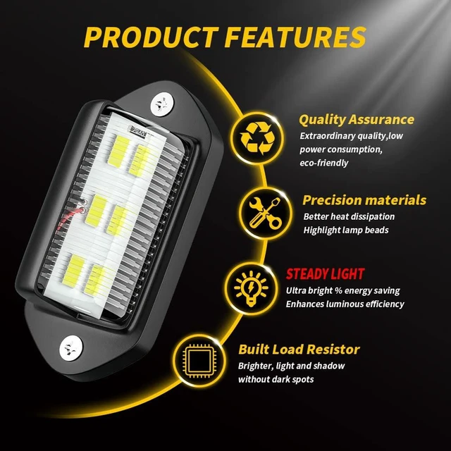 Alt view image 3 of 6 - 6 LED Tail Lamp Side Marker Lights PZD-6LED for Pickups Trucks SUVs Steamships Road Wrecker License Plate Taillights Edge Lights 12-2V 1.8W IP65 6500K Silver Shell 2pcs/pack