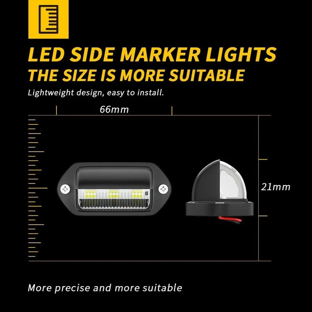 Alt view image 4 of 6 - 6 LED Tail Lamp Side Marker Lights PZD-6LED for Pickups Trucks SUVs Steamships Road Wrecker License Plate Taillights Edge Lights 12-2V 1.8W IP65 6500K Silver Shell 2pcs/pack