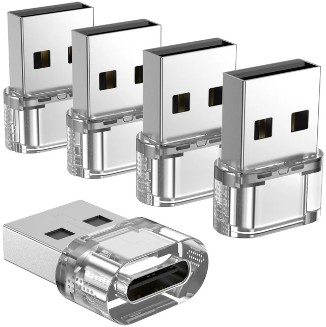 Main image of USB C Female to USB A Male Adapter Converter for Charging and 480 Mbps Data Transfer 3A USB Type C Peripheral Connector for iPhone iPad Samsung Galaxy Clear 5 Pack
