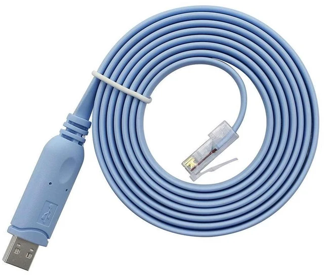 Main image of USB to RJ45 Console Cable USB A Male to RJ45 Male FTDI USB Serial Console Cable for Switches Firewalls and Servers RJ45 8P8C Interface Plug and Play Windows Configuration Light Blue 5FT 1.5M