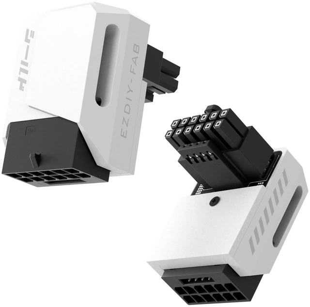 Main image of PCIe 5.0 600W GPU Power Adapter 12+4pin 16pin 12VHPWR 12V-2x6 Right Angle Connector 90 Degree 2oz Copper 4-Layer PCB Compatible with RTX 3090Ti 4070Ti 4080 4090 Graphics Cards STD Type White 1 Pack