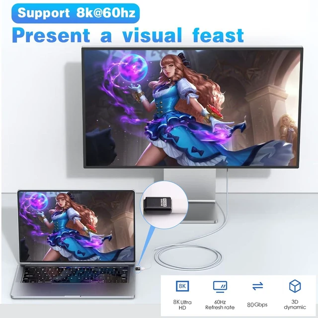 Alt view image 5 of 6 - 90 Degree USB C Right Angle Adapter USB-C Male to Female Extension 80Gbps Data Transfer 240W PD Charging 8K@60Hz Video Thunderbolt 4/5 USB4 Compatible for MacBook iPad iPhone 16 5 Pack