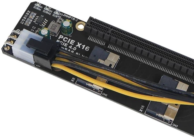 Alt view image 7 of 7 - JHHP1B PCIe 4.0/3.0 x16 to 2-Port SlimSAS 8i SFF8654 Adapter Card PCIe Gen4 Riser Board for 4x NVMe SSD or 4x U.2 Drive Connection Full-Bandwidth Graphics Card Support PCIe Splitting BIOS Required