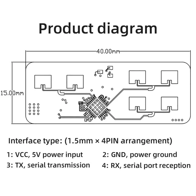 Alt view image 3 of 5 - HLK-LD2450 24GHz FMCW Radar Real Time Motion Tracking Sensor Module Human Position Tracking Distance Angle Speed Measurement Serial Port ASCII Output 8m Detection 15x40mm 1 Piece