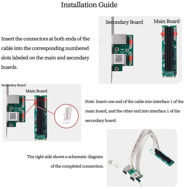 Alt view image 6 of 7 - IO-M2F8125E-2GLAN M.2 B+M Key Dual RJ45 2.5G Ethernet Card RTL8125B PCIe M.2 Dual-Port LAN Adapter 10/100/1000/2500Mbps NIC Windows Linux 22x80mm Main Board 57.3x31.5mm Sub-Board