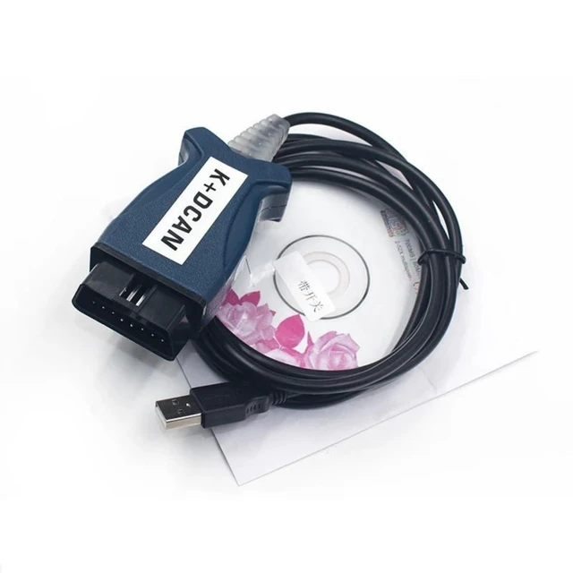Alt view image 2 of 4 - OBD2 USB Interface Cable Adapter FT232RL K+D CAN with Press Switch for E60 E61 E70 E81 E83 E87 E90 E91 E92 E93 R56 D-CAN PT-CAN K-CAN Read Delete Errors Coding 1 Cable + 1 CD Driver Blue