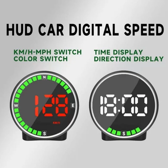 Alt view image 3 of 6 - Car GPS HUD Smart Digital Speedometer Vehicle Speed Display Automotive Dashboard Compass Mode USB Powered KM/H MPH Switch Time and Direction Indicator Universal ABS 130g