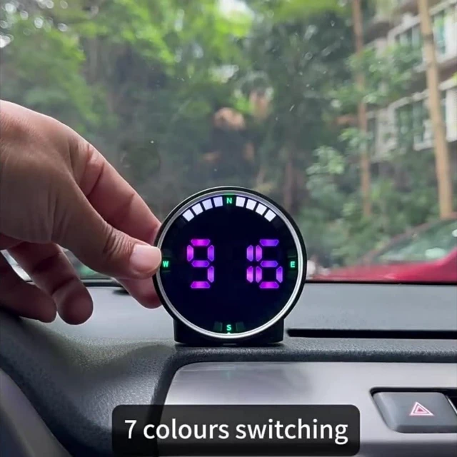 Alt view image 4 of 6 - Car GPS HUD Smart Digital Speedometer Vehicle Speed Display Automotive Dashboard Compass Mode USB Powered KM/H MPH Switch Time and Direction Indicator Universal ABS 130g