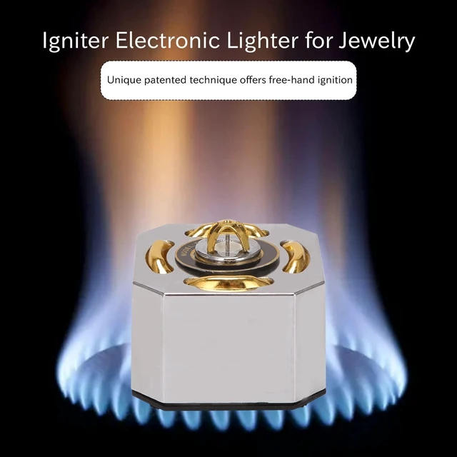Alt view image 4 of 7 - Electronic Ignitor Lighter Automatic Torch Lighter Multi-Directional Igniter for Jewelry Gold Gas Welding Anti-Wind Indoor Outdoor Use Plastic & Metal Gold & Silver 7.5*7.5cm