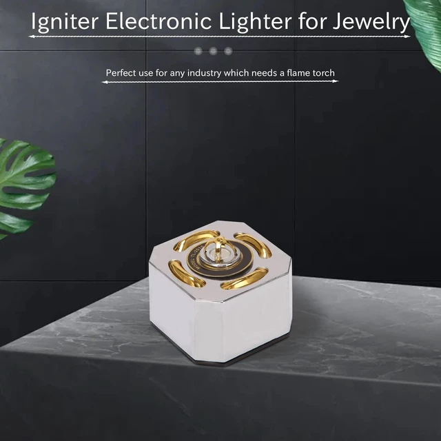 Alt view image 6 of 7 - Electronic Ignitor Lighter Automatic Torch Lighter Multi-Directional Igniter for Jewelry Gold Gas Welding Anti-Wind Indoor Outdoor Use Plastic & Metal Gold & Silver 7.5*7.5cm