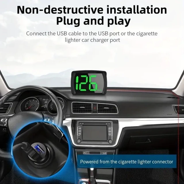 Alt view image 5 of 7 - Large Font Car HUD Speed Display MPH Smart GPS Speedometer Plug and Play LED Head Up Display High Definition Accurate Vehicle Speed Indicator for Day and Night Visibility