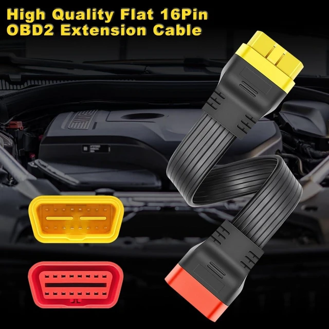 Alt view image 3 of 7 - Flat 16Pin OBD2 Extension Cable Male to Female for X431 V/PRO3/Easydiag OBD2 Port Extension Lead for Car 16Pin Male Female Connection Cable for Extension Use 1.18ft/36cm 1PC