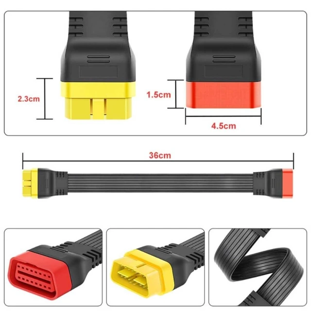 Alt view image 5 of 7 - Flat 16Pin OBD2 Extension Cable Male to Female for X431 V/PRO3/Easydiag OBD2 Port Extension Lead for Car 16Pin Male Female Connection Cable for Extension Use 1.18ft/36cm 1PC