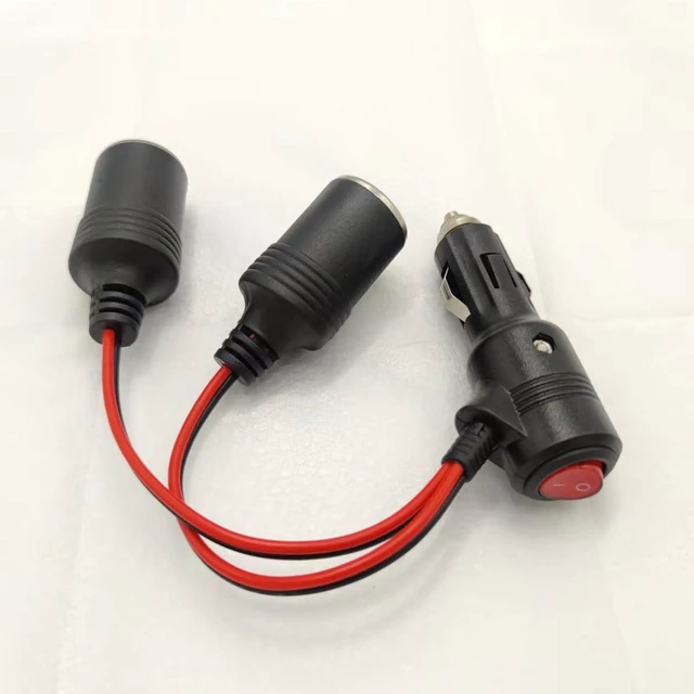 Alt view image 2 of 4 - 12-24V 2 x 10A Female 1/2 Cigarette Lighter Power Supply Cable High-Power Vehicle Seat Power Outlet Cable with Switch Indicator Light & 15A Fuse 120W 0.65FT/20CM