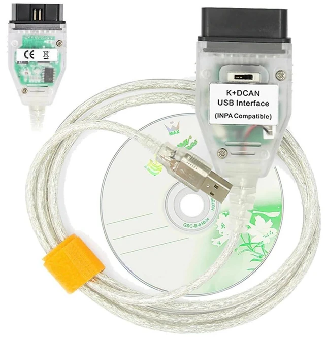 Main image of FT232RL OBD2 Diagnostic USB Interface Cable Adapter K+D CAN Switch K-CAN PT-CAN Error Reading Coding Adaptations Driver Programming E60 E61 E70 E81 E83 E87 E90 E91 E92 E93 R56 White 2-Piece Kit