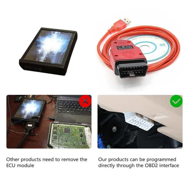 Alt view image 3 of 3 - USB OBD2 Diagnostic Cable V1.99 ECU Programming Interface 16-Pin Connector Plug and Play Vehicle Error Code Reading Real-Time Sensor Data Monitoring Code Clearing Red