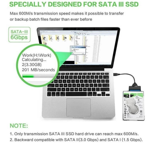 Alt view image 4 of 6 - USB 2.0 SATA Adapter Cable for 2.5/3.5-inch SSD and Mechanical Hard Disk SATA to USB Converter for Desktop Laptop Plug and Play Hard Drive Reader No Driver Required 3.5-inch Hard Drives Require Power