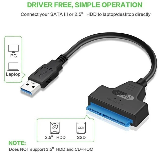 Alt view image 5 of 6 - USB 2.0 SATA Adapter Cable for 2.5/3.5-inch SSD and Mechanical Hard Disk SATA to USB Converter for Desktop Laptop Plug and Play Hard Drive Reader No Driver Required 3.5-inch Hard Drives Require Power