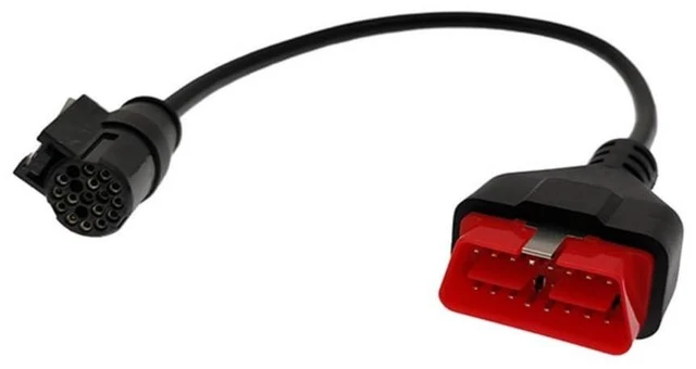 Main image of OBD2 16-Pin Diagnostic Cable Adapter with Male Connector Red Interface Heavy-Duty Reinforced Jacket Secure Plug-and-Play Vehicle Onboard Diagnostics Connection Cable for Mechanics Technicians Black