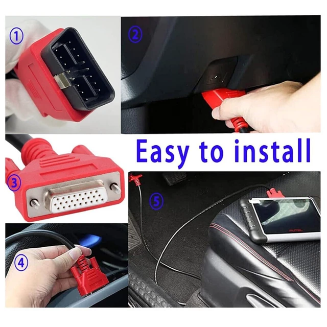 Alt view image 4 of 7 - 16-Pin OBD2 Test Cable Vehicle Diagnostic Cable DB15 Connector for MK808S MK808 MX808S MX808 MP808S MP808 DS808K DS808 DS708 MS906 IM508 IM508S IM508 PRO 908 909 Ultra Series 5.6ft/1.7m