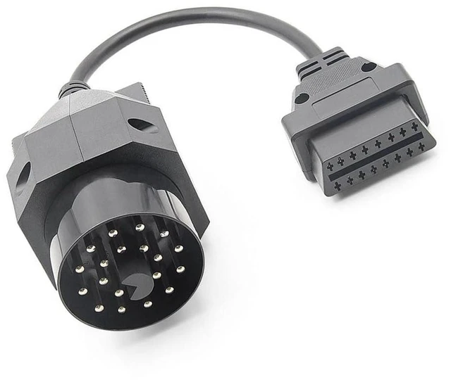 Main image of 20 Pin OBD to 16 Pin OBD2 Adapter Cable Male to Female Round Diagnostic Connector OBDII Data Link Cord for 20 Pin Socket Vehicles Black 25CM Cable Length Excluding Handles 40CM Overall Length 1Pc