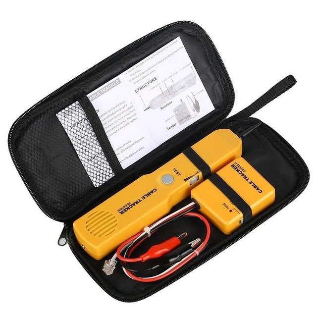 Alt view image 3 of 3 - EM415PRO Cable Tracker Kit Wire Tracer and Circuit Tester RJ11 Short and Open Circuit Finder with Sender and Receiver Audio Tone LED Indicators Alligator Clips and Carrying Case Yellow