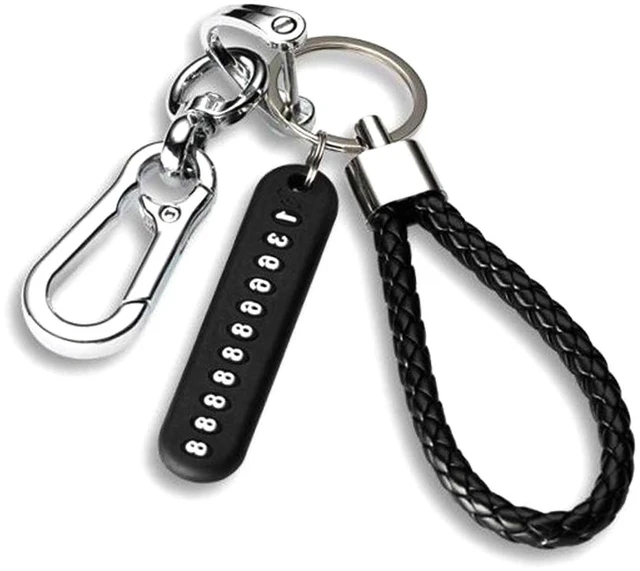 Main image of Car Keychain Set with Phone Number Plate Pendant Braided Rope Lock Key Rings for Motorcycle and Car Keys Anti-Loss Key Holder for Home Office and Vehicle Use Lightweight Easy-Carry