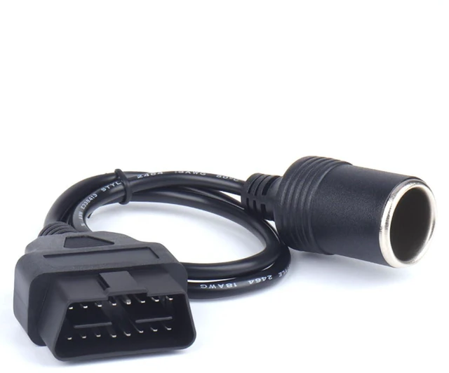 Main image of 16-Pin OBD2 Male to Cigarette Lighter Female Socket Adapter Cable 18AWG Vehicle Power Supply Extension Cord 1.9FT/60cm OBD2 Connector Cable for Car Electronics Diagnostic Tools and 12V Accessories