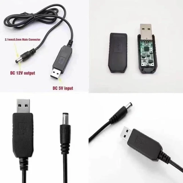 Alt view image 4 of 7 - USB DC 5V to 12V Boost Cable 5.5mm by 2.1mm Male Connector 1A DC Power Supply Cord Model DC5V-12V PVC Voltage Booster Cable for USB Hub USB Lamp USB Fan and USB Speaker Black 1 Meter 1pc