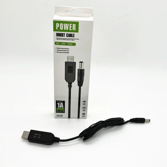Alt view image 3 of 7 - USB DC 5V to 12V Boost Cable 5.5mm by 2.1mm Male Connector 1A DC Power Supply Cord Model DC5V-12V PVC Voltage Booster Cable for USB Hub USB Lamp USB Fan and USB Speaker Black 1 Meter 1pc