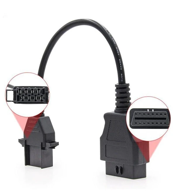 Alt view image 5 of 7 - 8 Pin to 16 Pin OBD2 Adapter Cable 8 Pin OBD Connector to 16 Pin OBD2 Diagnostic Interface Cable for Truck Automotive Computer Systems CDP+ TCS Tools 12V 20cm 1pc