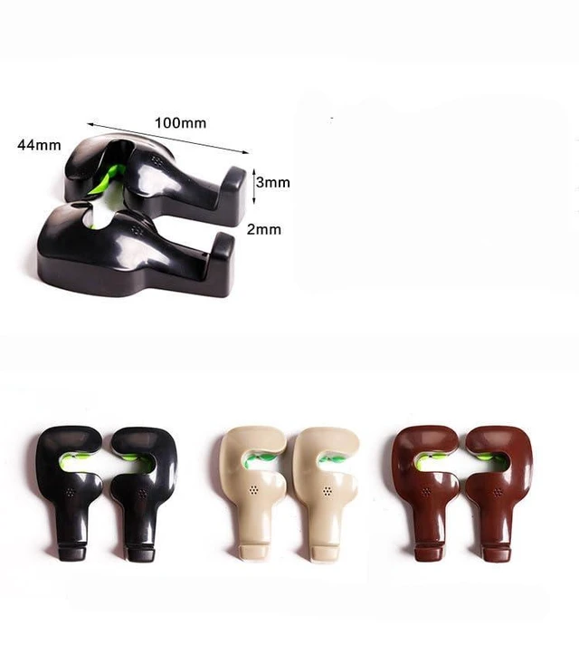 Alt view image 2 of 2 - ABS Universal Car Seat Back Hook Hidden Vehicle Seat Back Hanger Multi Function Car Interior Hook for Any Car About 8 kg Load Capacity 30g 1 Pair Pack Brown