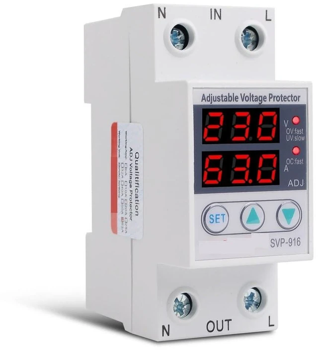 Alt view image 5 of 5 - 63A 220V DIN Rail Adjustable Voltage Protector Relay with Over Current Protection Device for Electrical Circuit Protection Adjustable Voltage Protection Relay Electrical Voltage Protector Relay