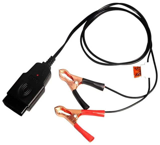 Main image of OBD Battery Replacement Cable ECU Memory Saver Power Supply Tool OBD Port Battery Backup Cable with Heavy-Duty Insulated Copper-Tipped Clamps for Car Battery Replacement 1.1 Meter Wire