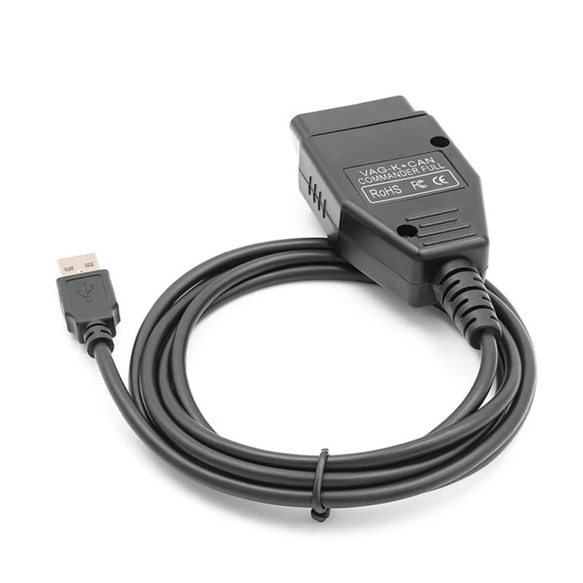 Alt view image 2 of 7 - OBD2 Diagnostic Cable for VAG K+CAN Commander v1.4 USB to OBD-II 16-Pin Interface ECU Programming Code Reader Vehicle Diagnostics Fault Code Reading Real-Time Data Monitoring LED Approx. 4 Feet