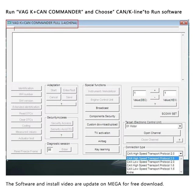 Alt view image 5 of 7 - OBD2 Diagnostic Cable for VAG K+CAN Commander v1.4 USB to OBD-II 16-Pin Interface ECU Programming Code Reader Vehicle Diagnostics Fault Code Reading Real-Time Data Monitoring LED Approx. 4 Feet