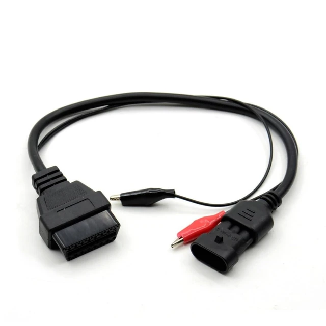 Alt view image 4 of 6 - OBD2 Diagnostic Extension Cable 3 Pin to 16 Pin Adapter Car Repair Connector Fiat 3pin Model Vehicle Code Reader Cable Plastic 12-24V 2-5W CE Plug and Play Engine Exhaust Testing 10inch