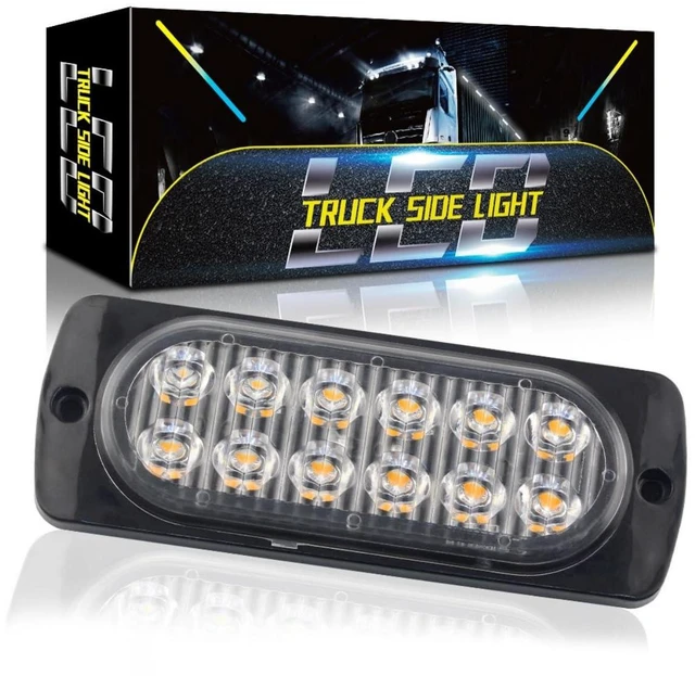 Main image of 12LED Flashing Side Marker Lights I-BS-D-12LED Aluminum Vehicle Light 12-24V DC 36W 900LM IP65 Waterproof 16 Modes for Pickup Trucks Trailers SUVs Vans Boats 3030 LED Chip White Light 4pcs/pack