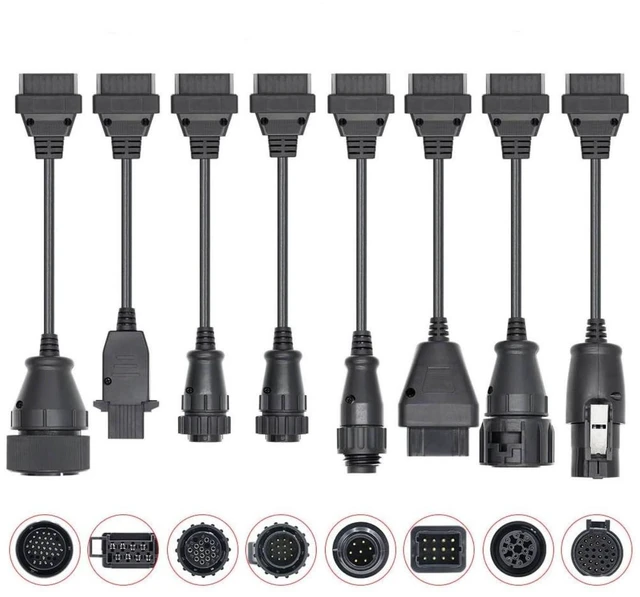 Main image of OBD OBD2 Diagnostic Cable Adapter Connector Set with Test Lead for Truck and Car Scan Tools 16-Pin 6-Pin Color-Coded Automotive Cables Vehicle Interface Connection Kit 8pcs