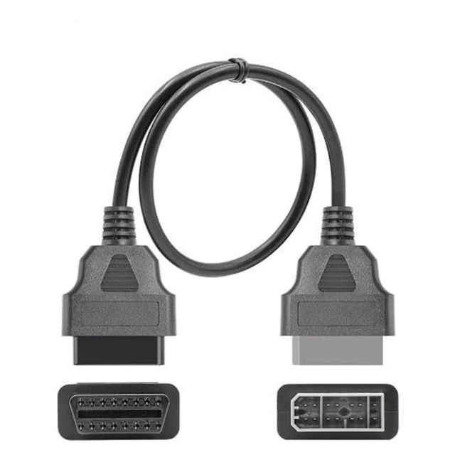 Alt view image 2 of 5 - 14-Pin to 16-Pin OBD2 Diagnostic Cable Automotive Data Link Connector Adapter Flexible Coiled Cable for Old Car OBD Port Plug and Play Vehicle Troubleshooting and Maintenance 40cm/15.7in