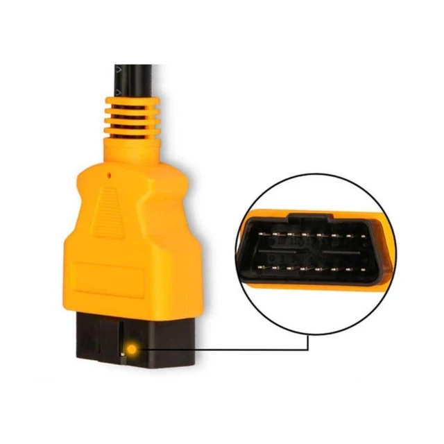 Alt view image 2 of 4 - 16-Pin OBD2 Splitter Cable 1 to 2 Vehicle Diagnostic Extension Cable with Separate Male and Female Connectors 1/2 Conversion for Multiple Diagnostic Tools Compact Portable Design Yellow 0.98FT/30CM
