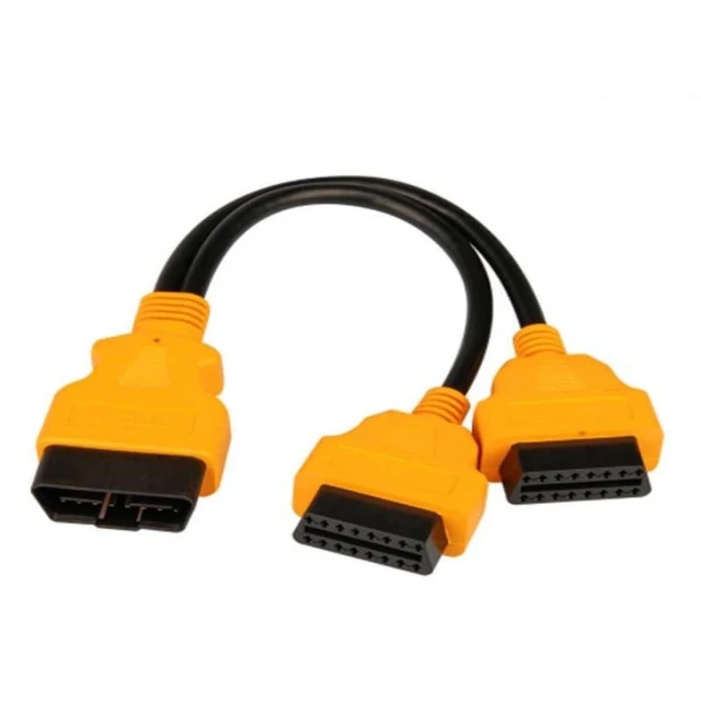 Alt view image 3 of 4 - 16-Pin OBD2 Splitter Cable 1 to 2 Vehicle Diagnostic Extension Cable with Separate Male and Female Connectors 1/2 Conversion for Multiple Diagnostic Tools Compact Portable Design Yellow 0.98FT/30CM