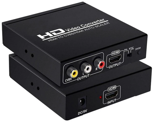 Main image of HDMI to CVBS RCA AV Converter with HDMI Output Auto Scaler NTSC/PAL Video Converter HDMI 1.3 Support 5V DC/1A Dual Output for TV VCR DVD Recorders 21.5x55x15CM
